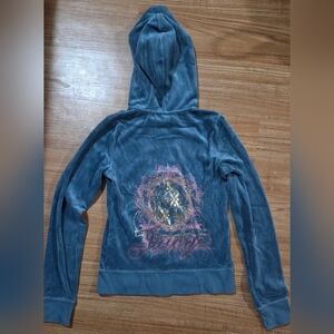 Juicy Couture Y2K Blue Velour Blingy Vintage Full Zip Jacket Size Small